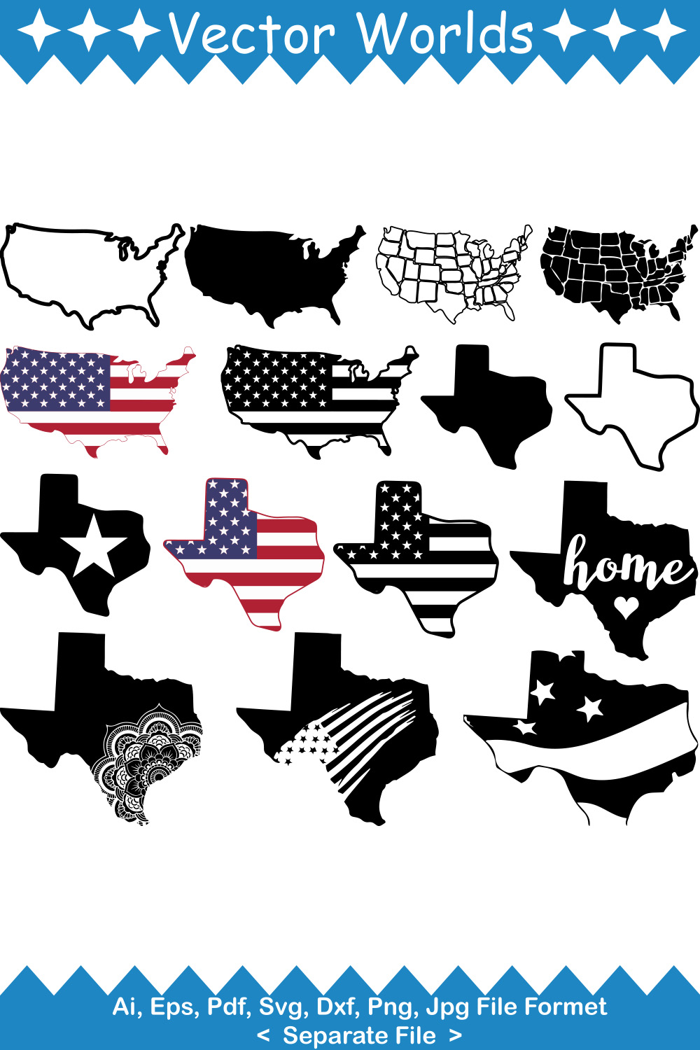 States SVG Vector Design pinterest preview image.