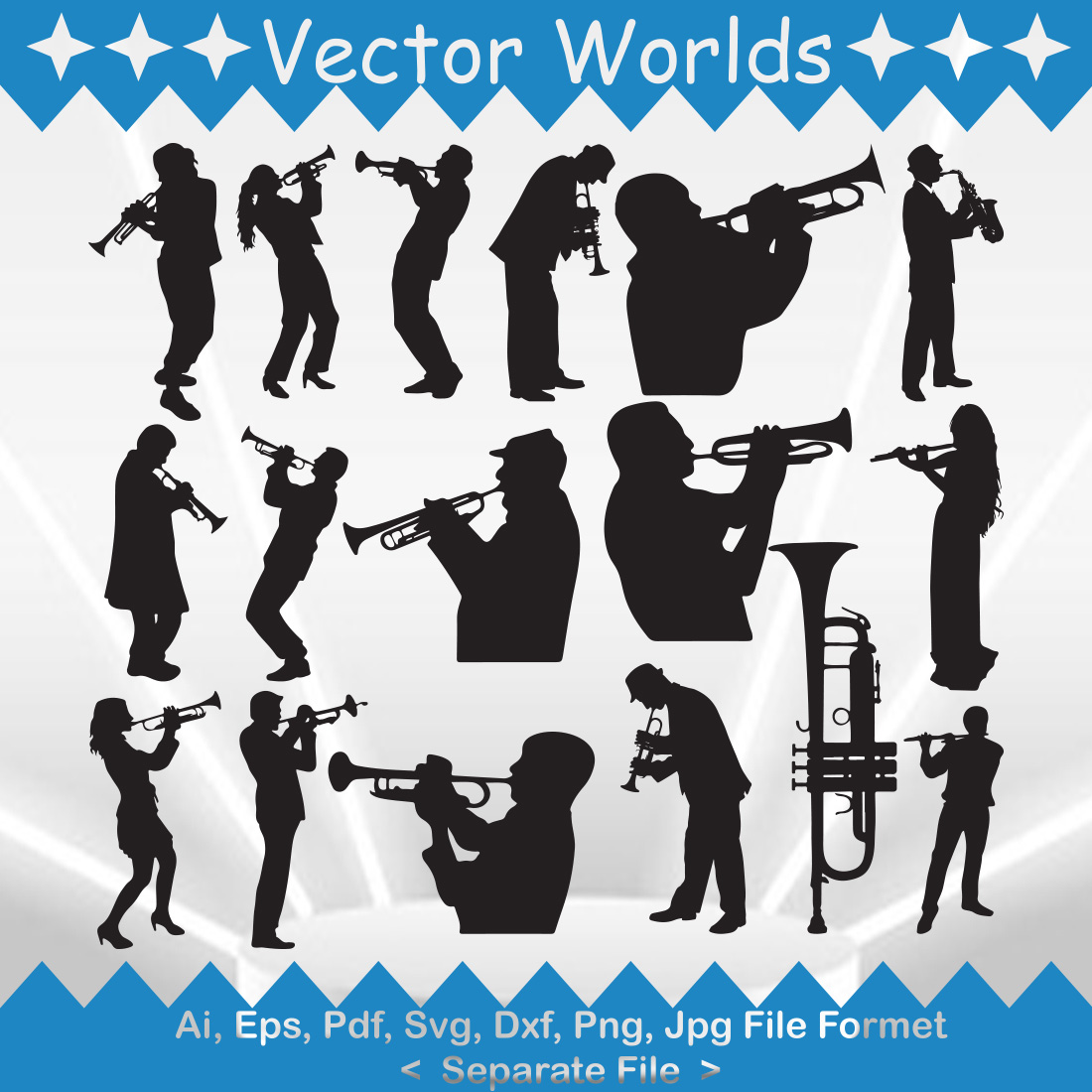 Trumpet Player SVG Vector Design cover image.