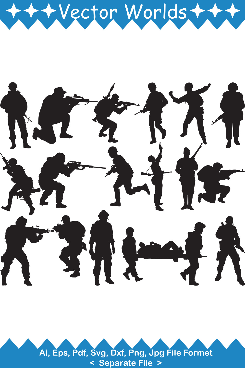 Soldiers SVG Vector Design pinterest preview image.