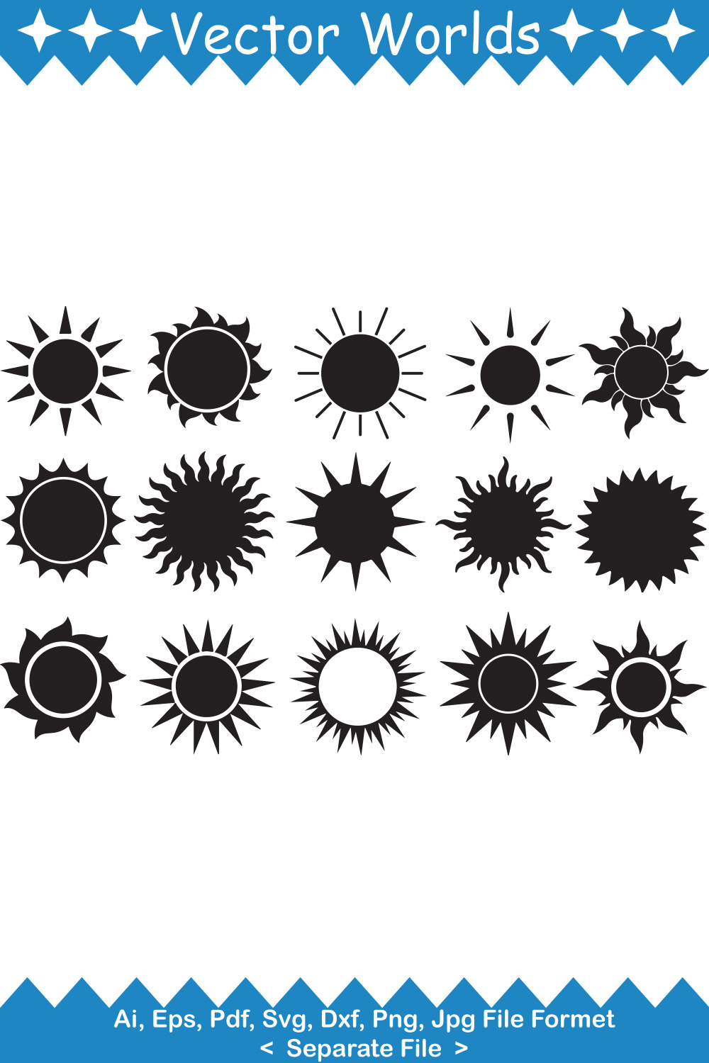 Sun SVG Vector Design pinterest preview image.