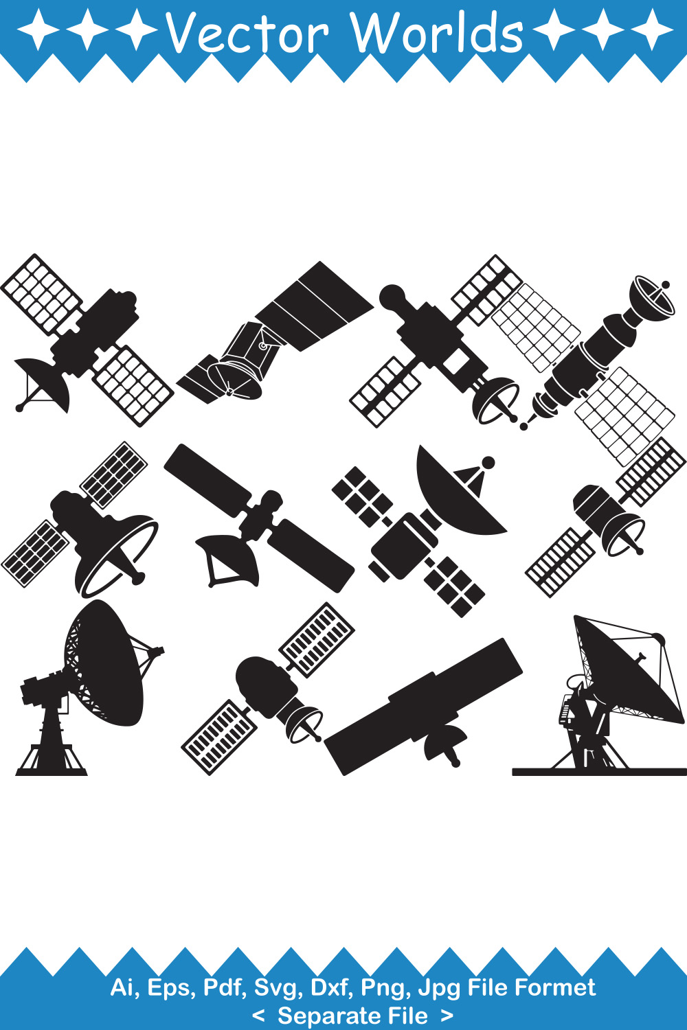 Satellite SVG Vector Design pinterest preview image.