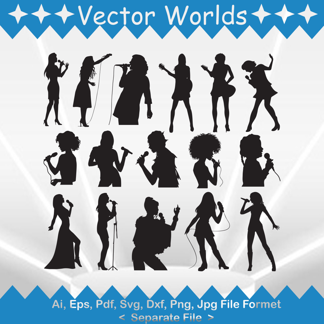 Singer Woman SVG Vector Design preview image.