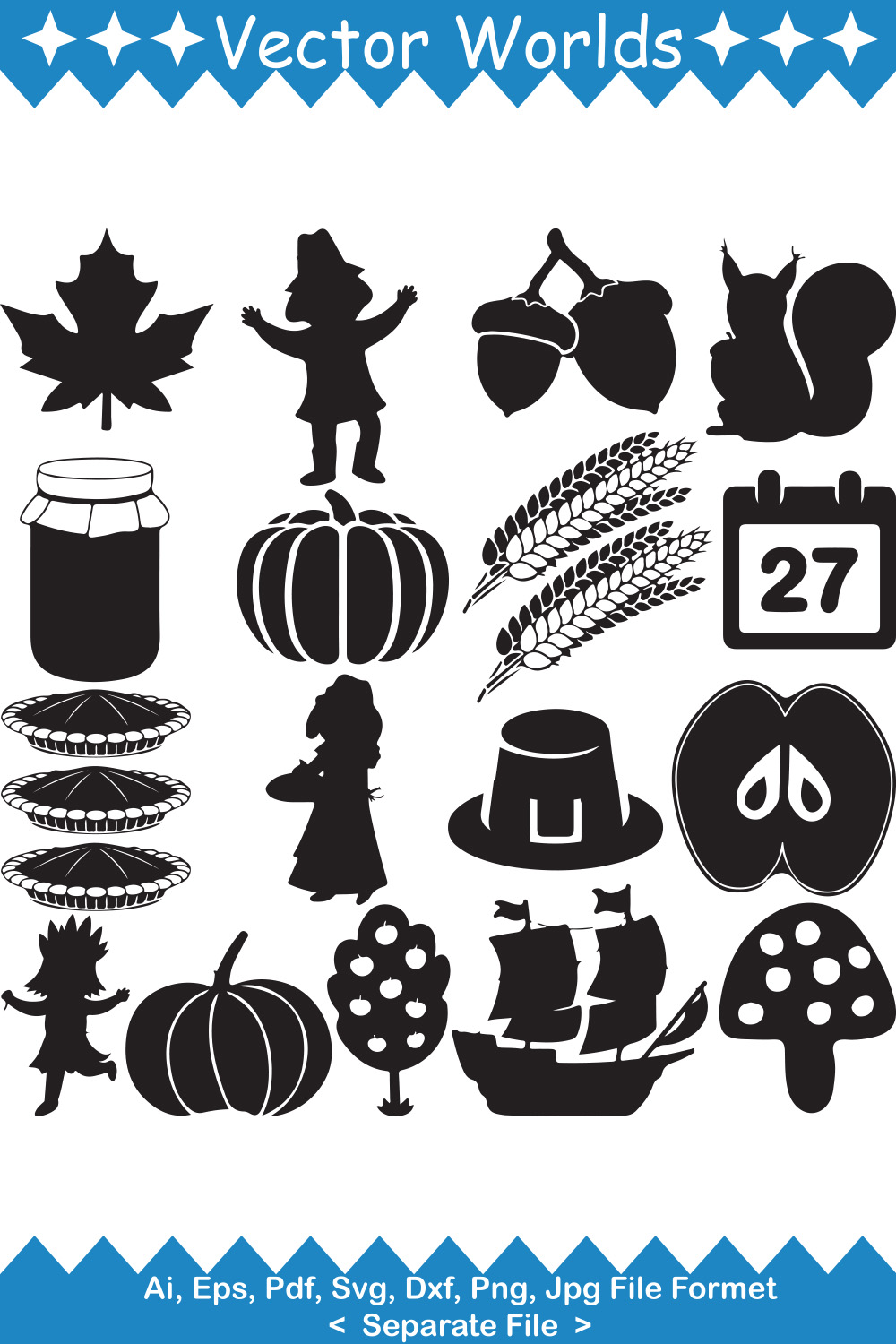 Thanksgiving SVG Vector Design pinterest preview image.