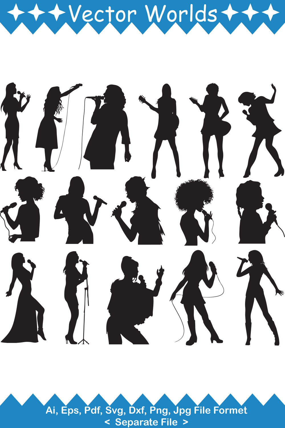 Singer Woman SVG Vector Design pinterest preview image.