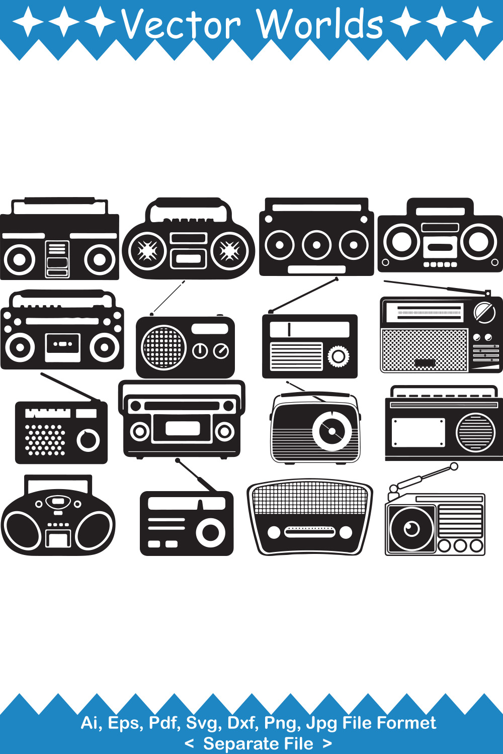 Radio SVG Vector Design pinterest preview image.