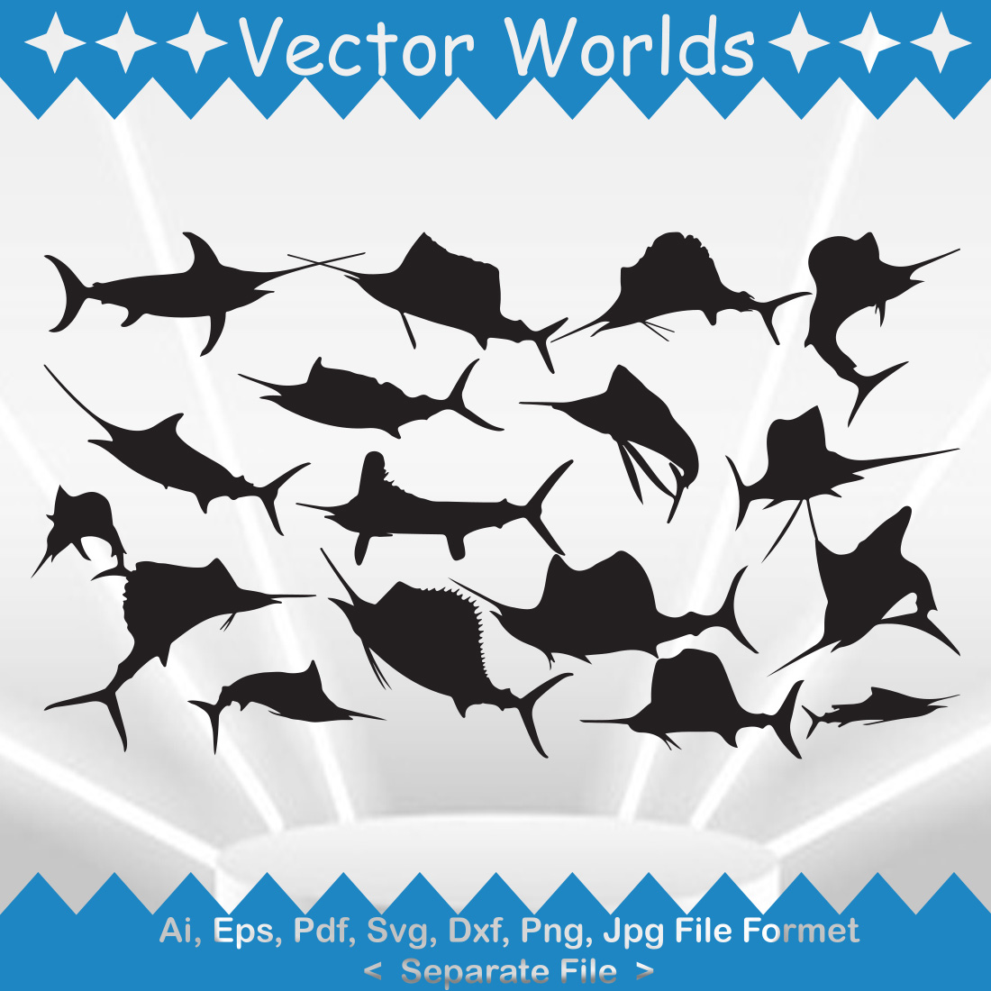Sail Fish SVG Vector Design preview image.