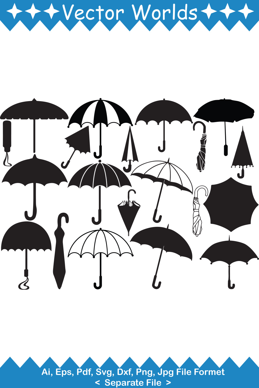 Umbrella SVG Vector Design pinterest preview image.