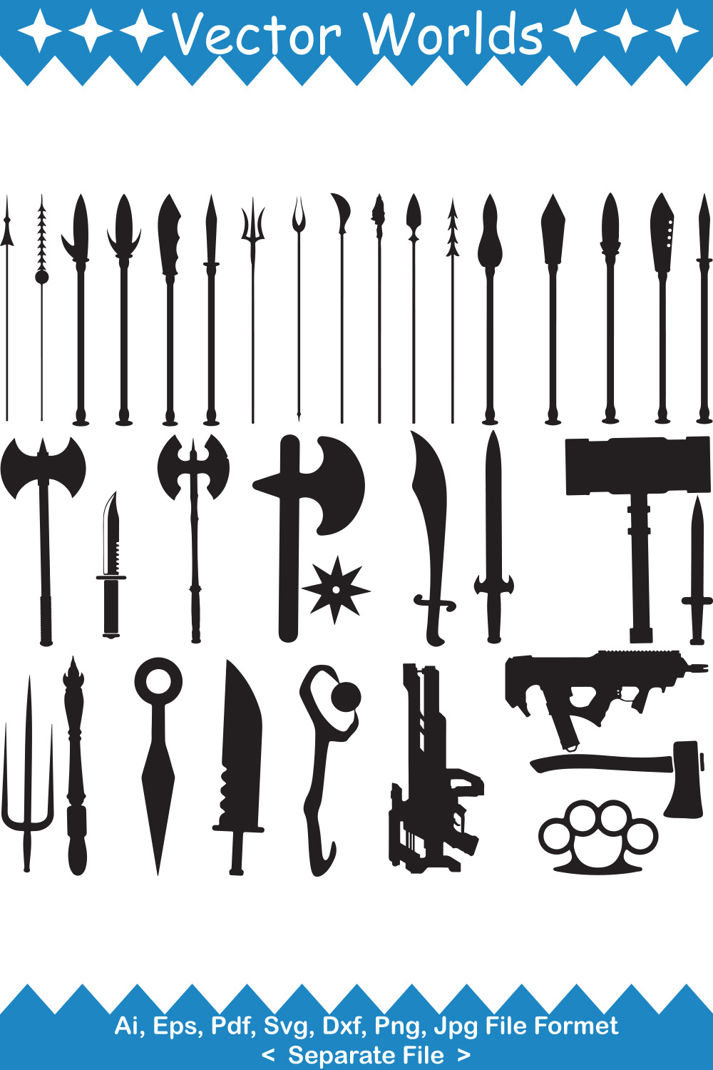 Weapon SVG Vector Design pinterest preview image.