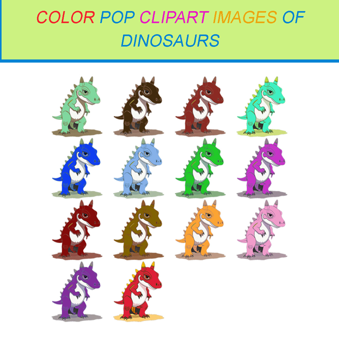 15 COLOR POP CLIPART IMAGES OF DINOSAURS cover image.