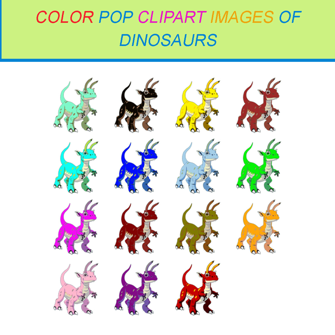 15 COLOR POP CLIPART IMAGES OF DINOSAURS cover image.