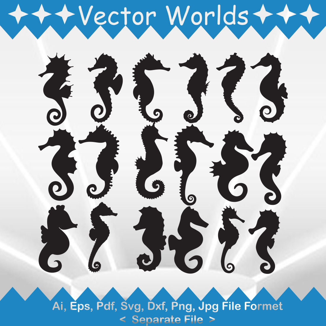 Seahorse SVG Vector Design preview image.