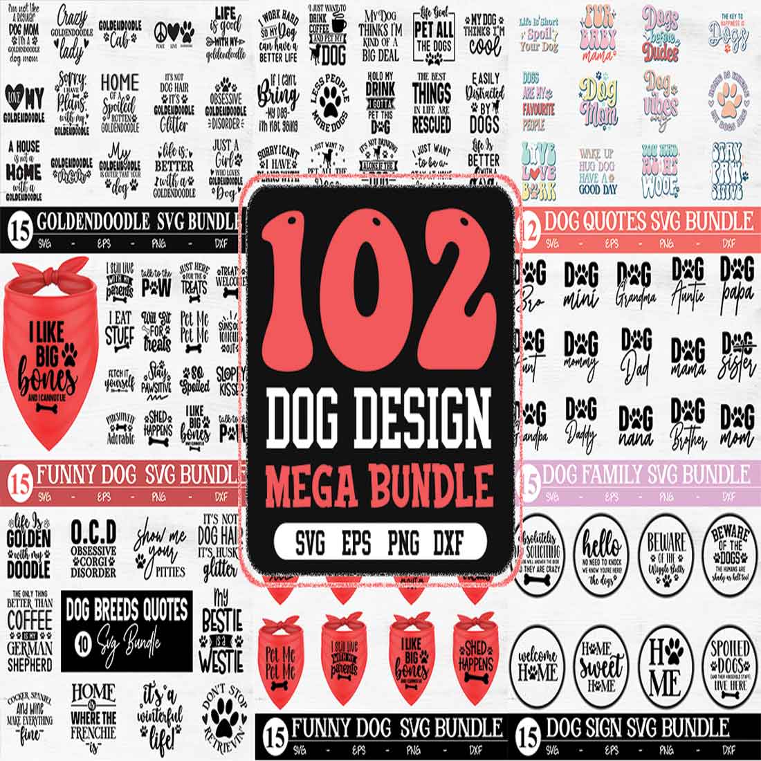 Mega Dog SVG Bundle 102 file preview image.
