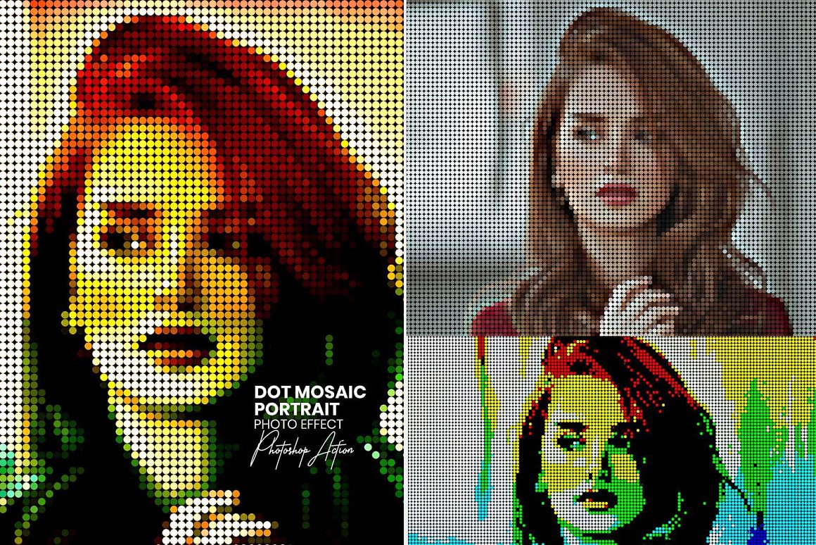 dot mosaic portrait photoshop action 846