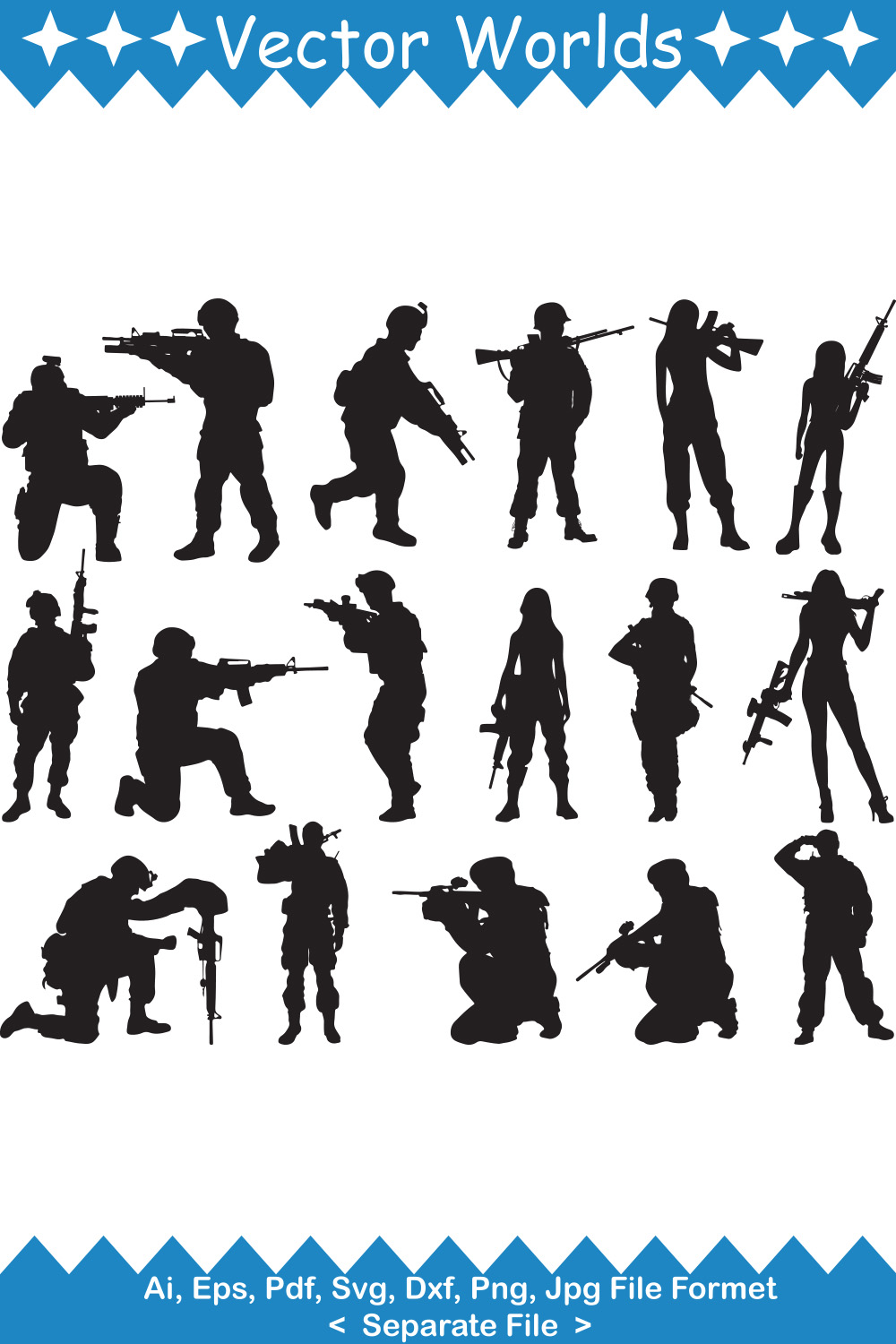 Soldiers SVG Vector Design pinterest preview image.