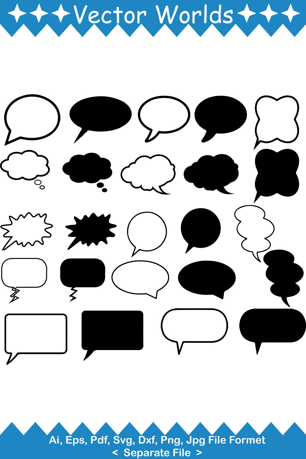 Speech Bubbles SVG Vector Design pinterest preview image.