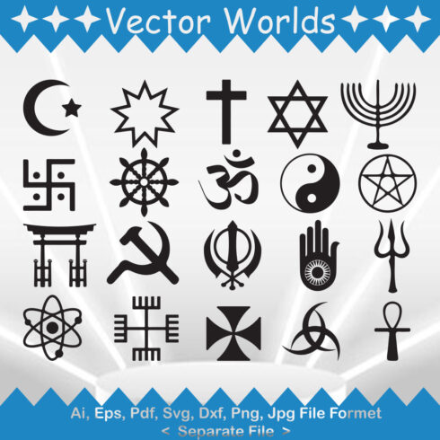 World Religions Symbols SVG Vector Design cover image.