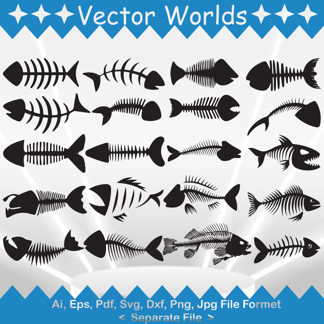 Skeleton Fish SVG Vector Design cover image.