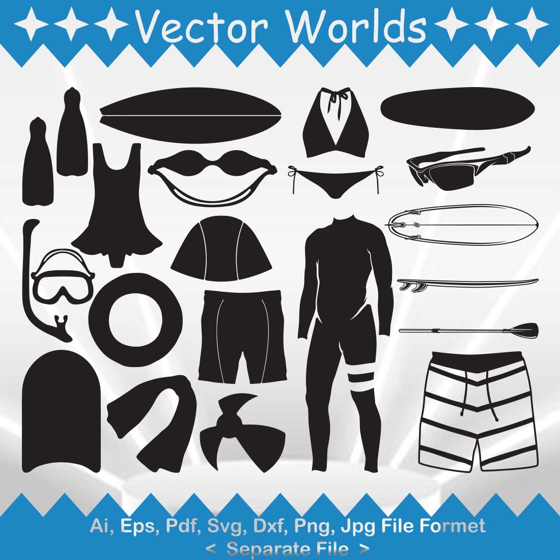 Swimming Equipment SVG Vector Design preview image.