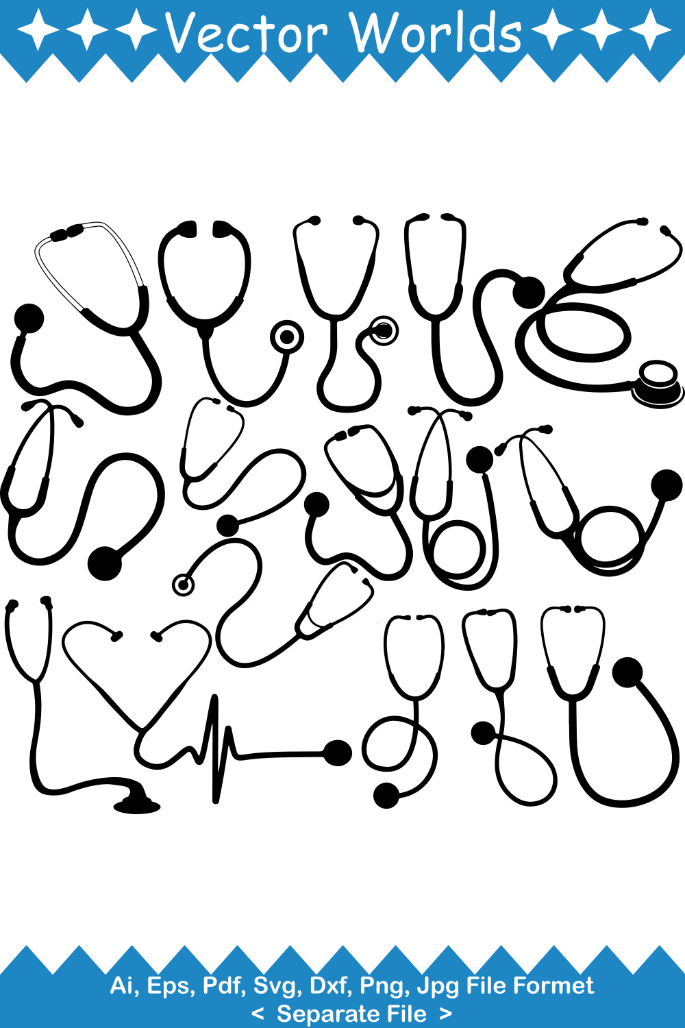 Stethoscope SVG Vector Design pinterest preview image.