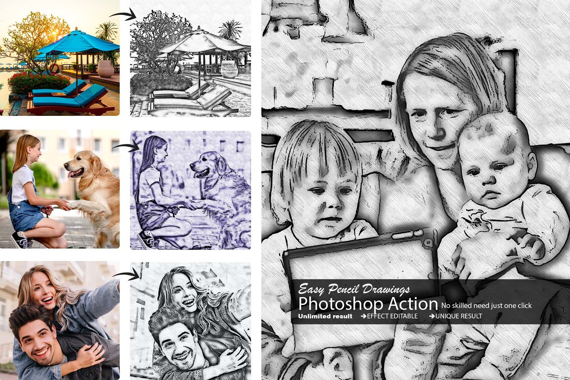 easy pencil drawings photoshop actions 463