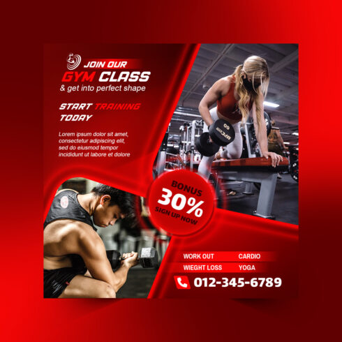 Fitness Flyer PSD Template - Gym Flyer cover image.