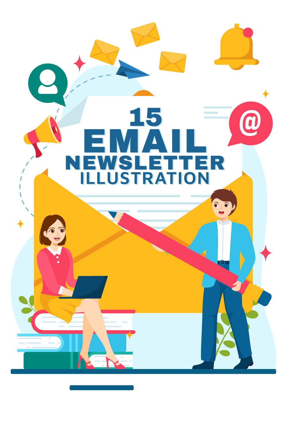 15 Email Newsletter Illustration pinterest preview image.