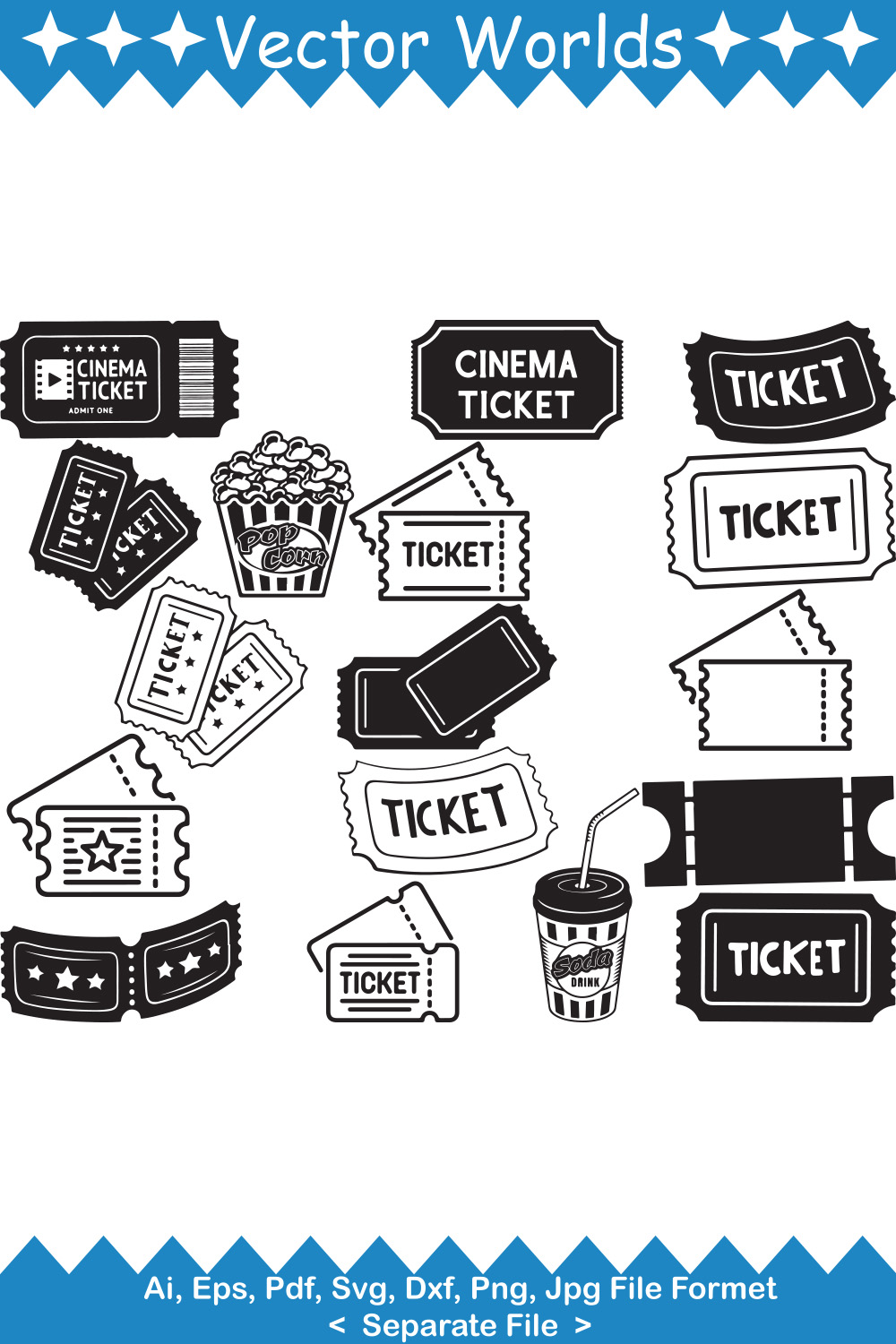 Ticket SVG Vector Design pinterest preview image.