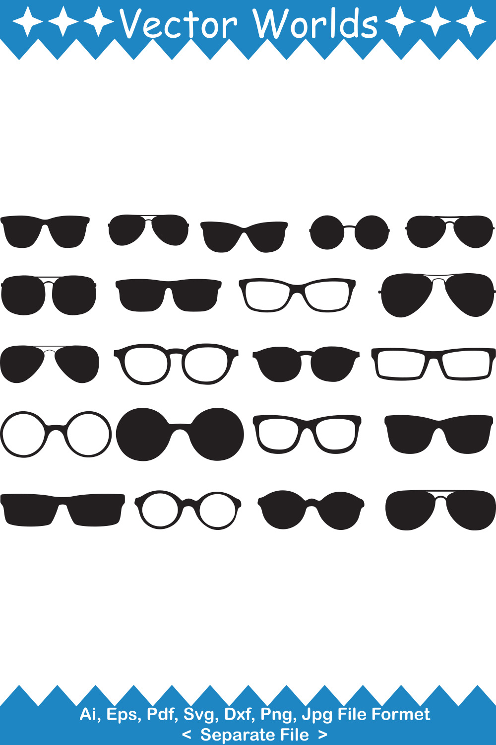 Sunglass SVG Vector Design pinterest preview image.