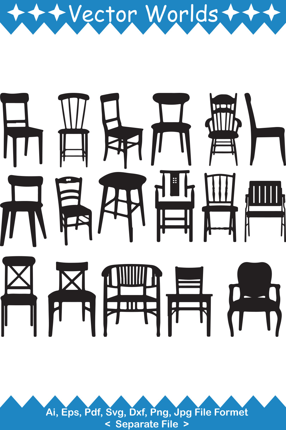 Wood Chair SVG Vector Design pinterest preview image.