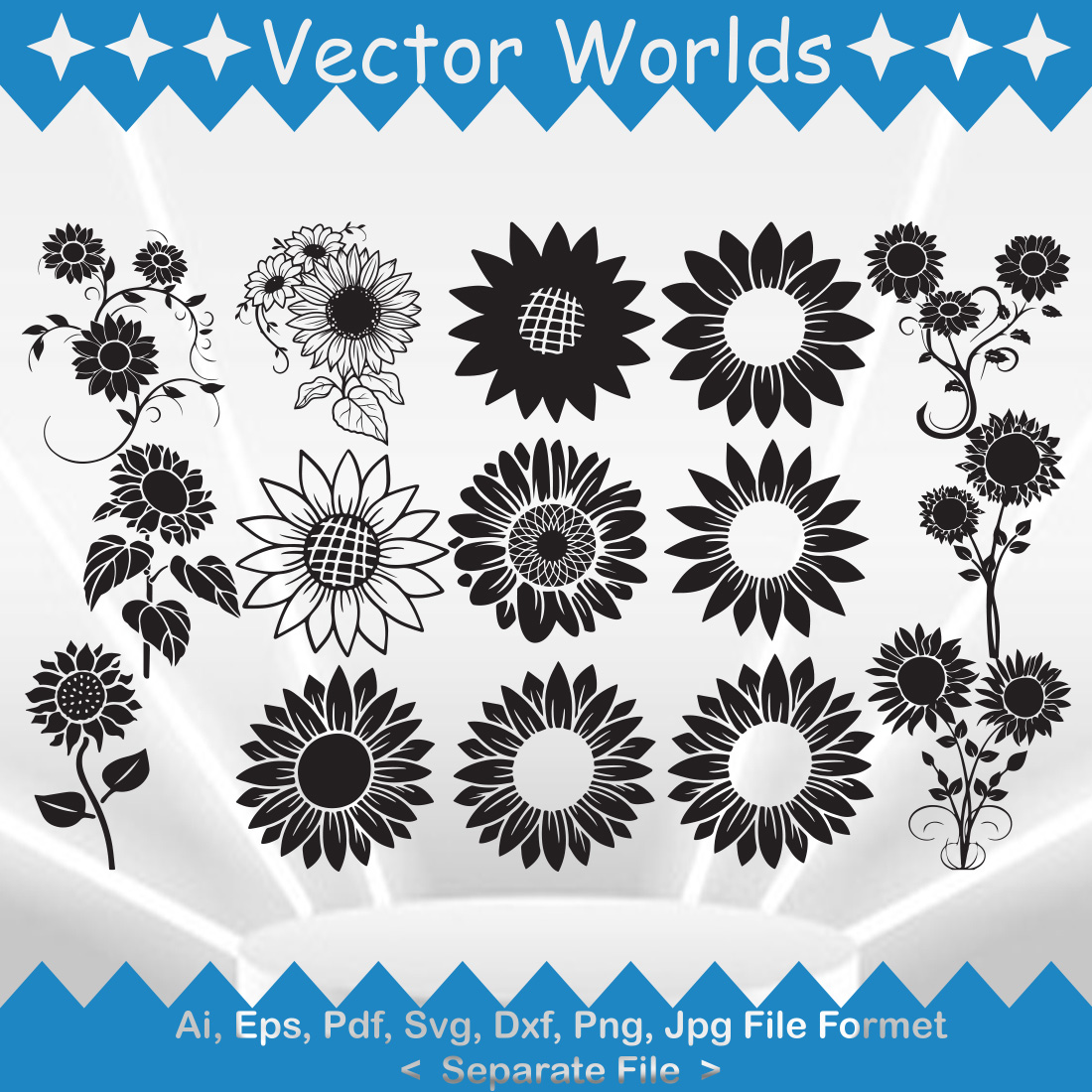 Sun Flower SVG Vector Design preview image.