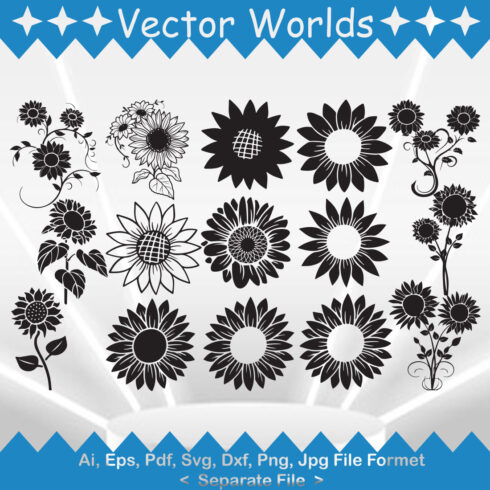 Sun Flower SVG Vector Design cover image.