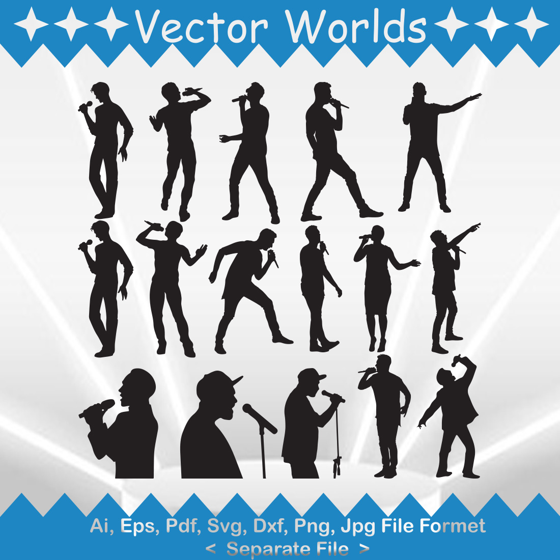 Singer Man SVG Vector Design preview image.