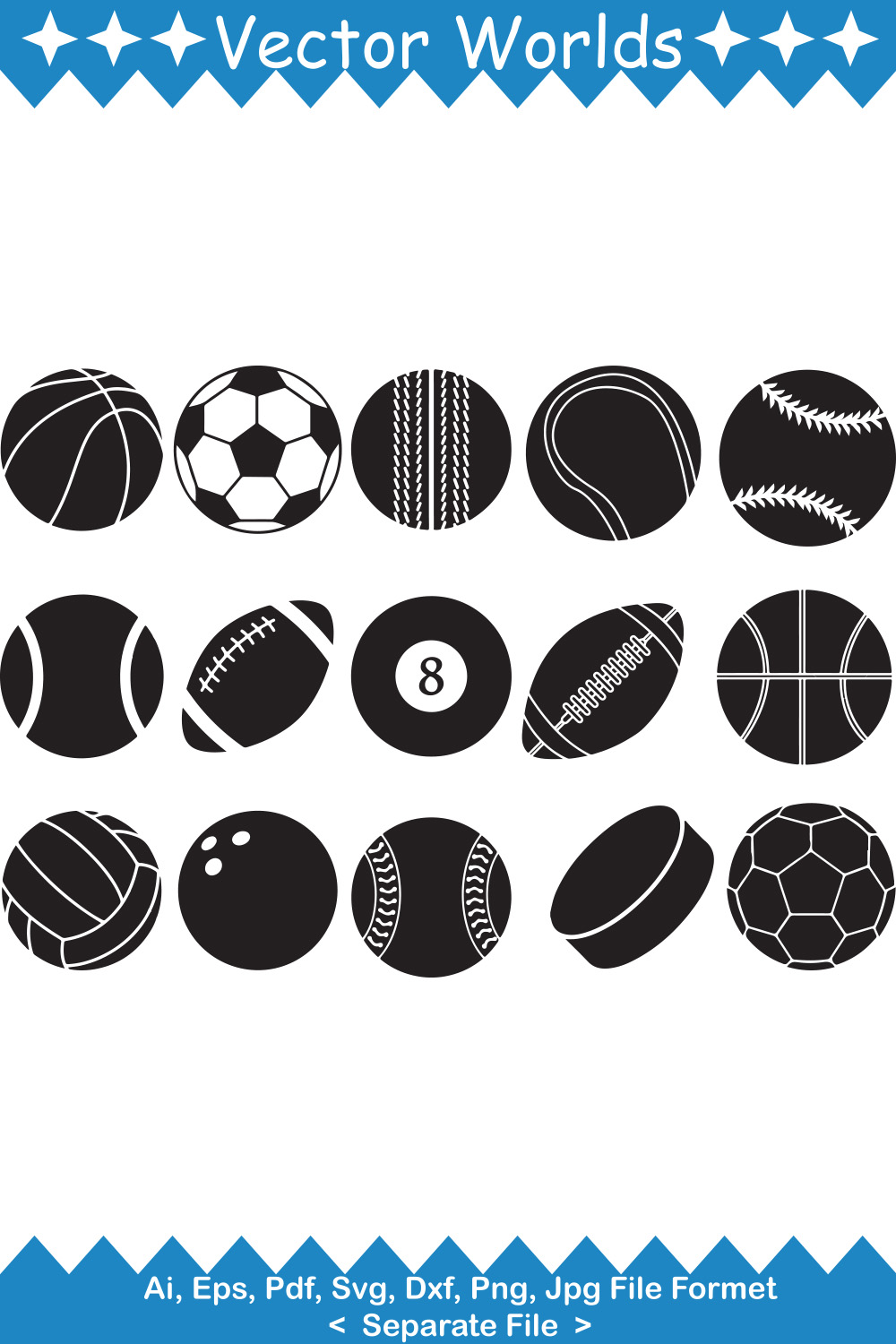 Sports Ball SVG Vector Design pinterest preview image.