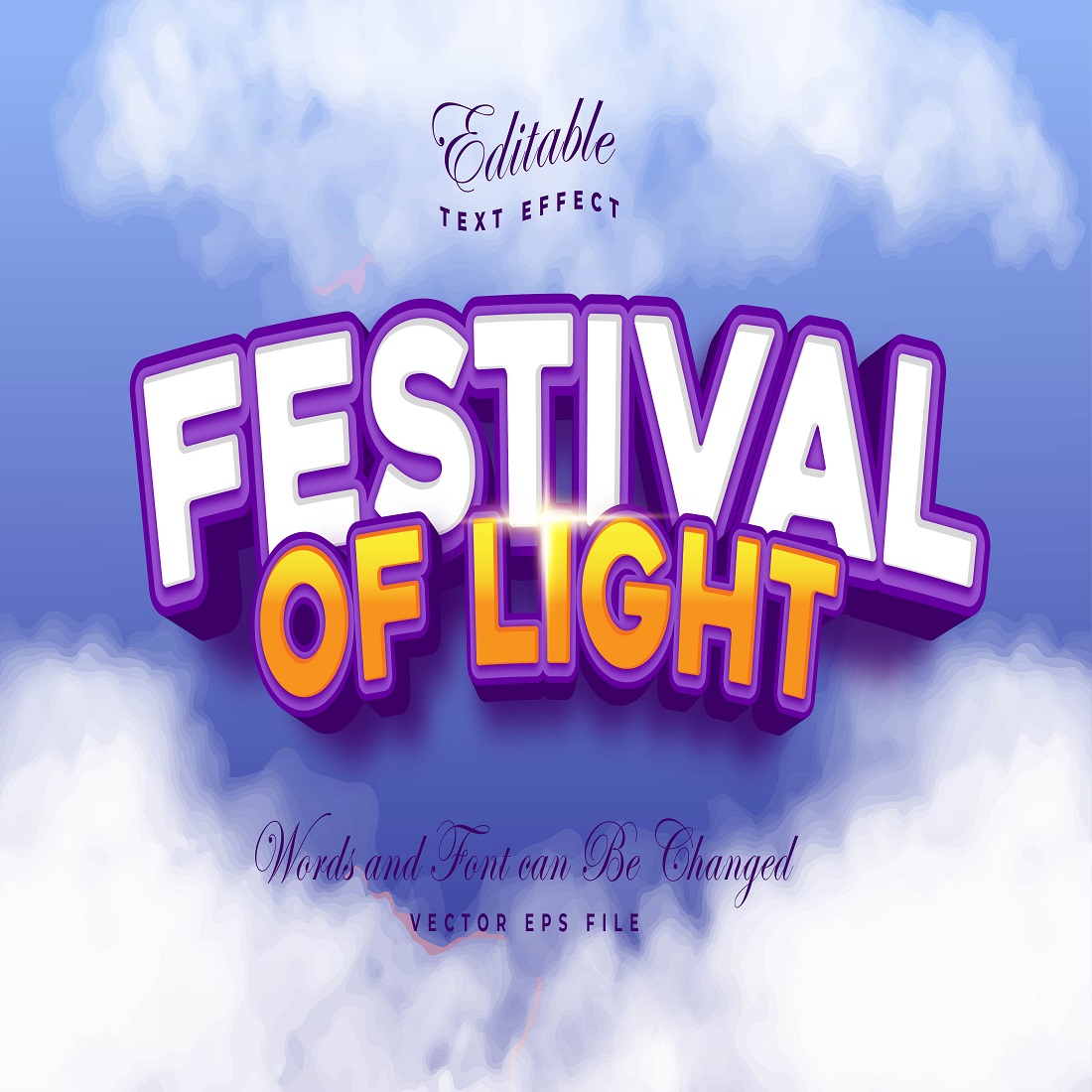 Festival light text effect preview image.