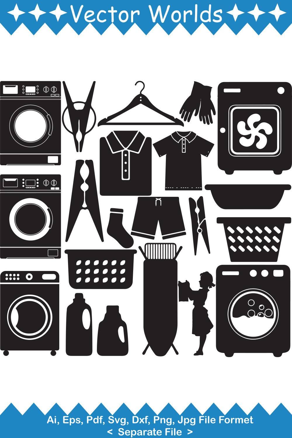 Washing Laundry SVG Vector Design pinterest preview image.