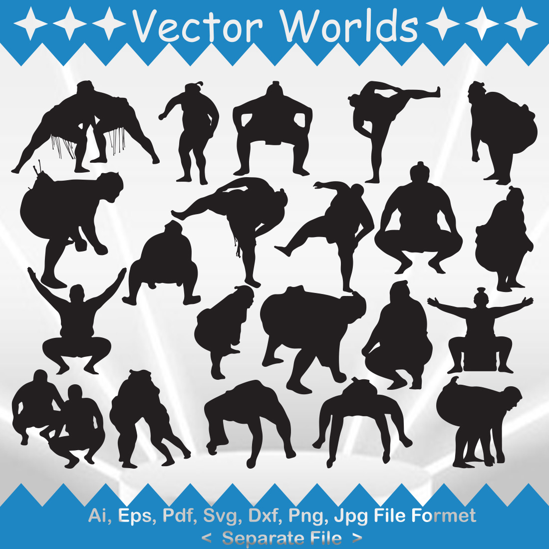 Sumo Wrestlers SVG Vector Design preview image.