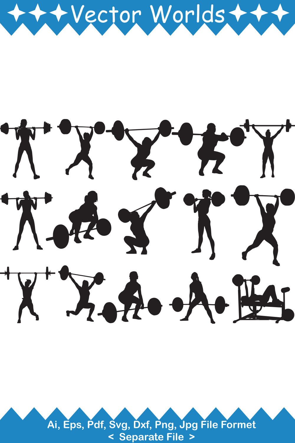 Weight Lifting Women SVG Vector Design pinterest preview image.