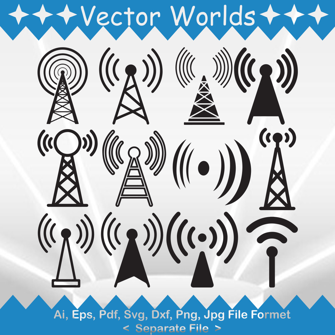 Tower Signal SVG Vector Design preview image.