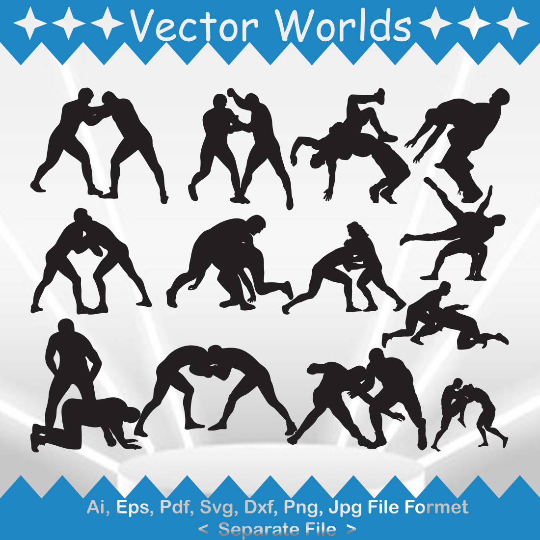 Wrestling SVG Vector Design preview image.