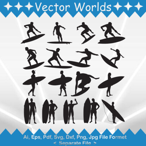 Surfing SVG Vector Design cover image.