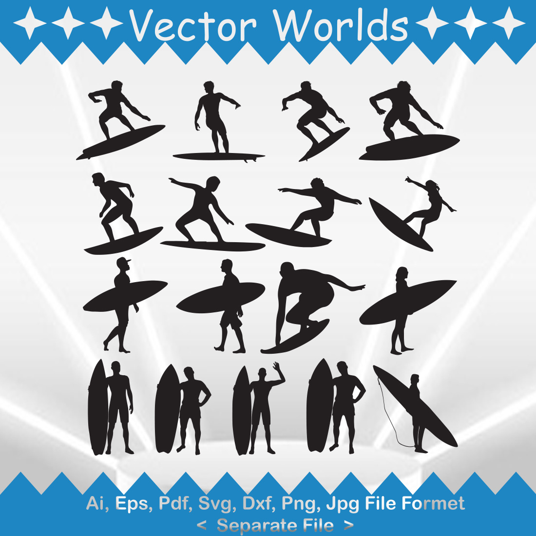 Surfing SVG Vector Design cover image.