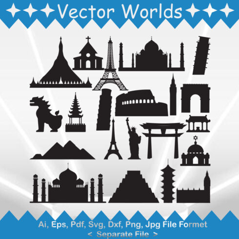 Tourist Sights SVG Vector Design cover image.