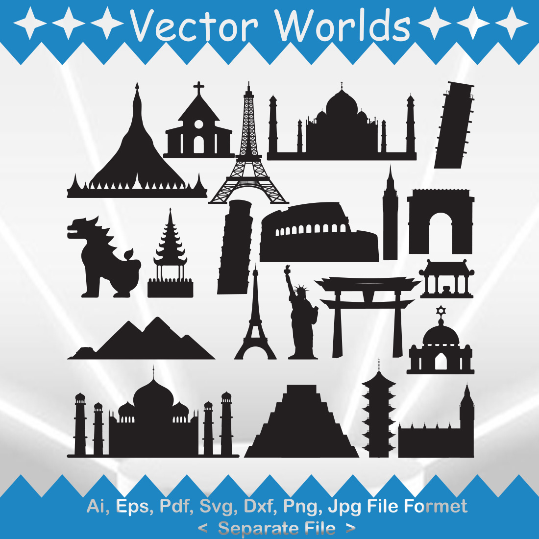 Tourist Sights SVG Vector Design preview image.