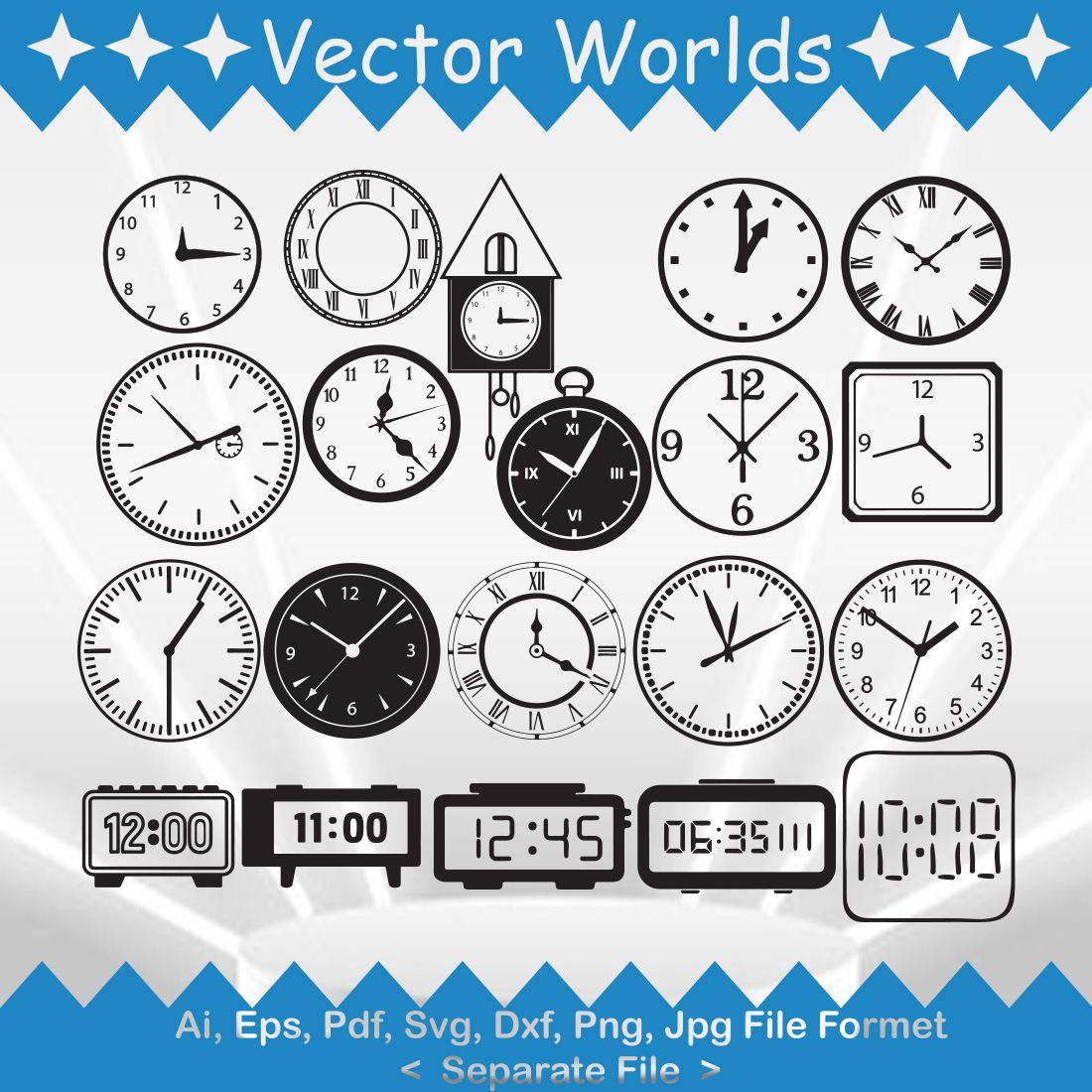 Wall clock SVG Vector Design preview image.