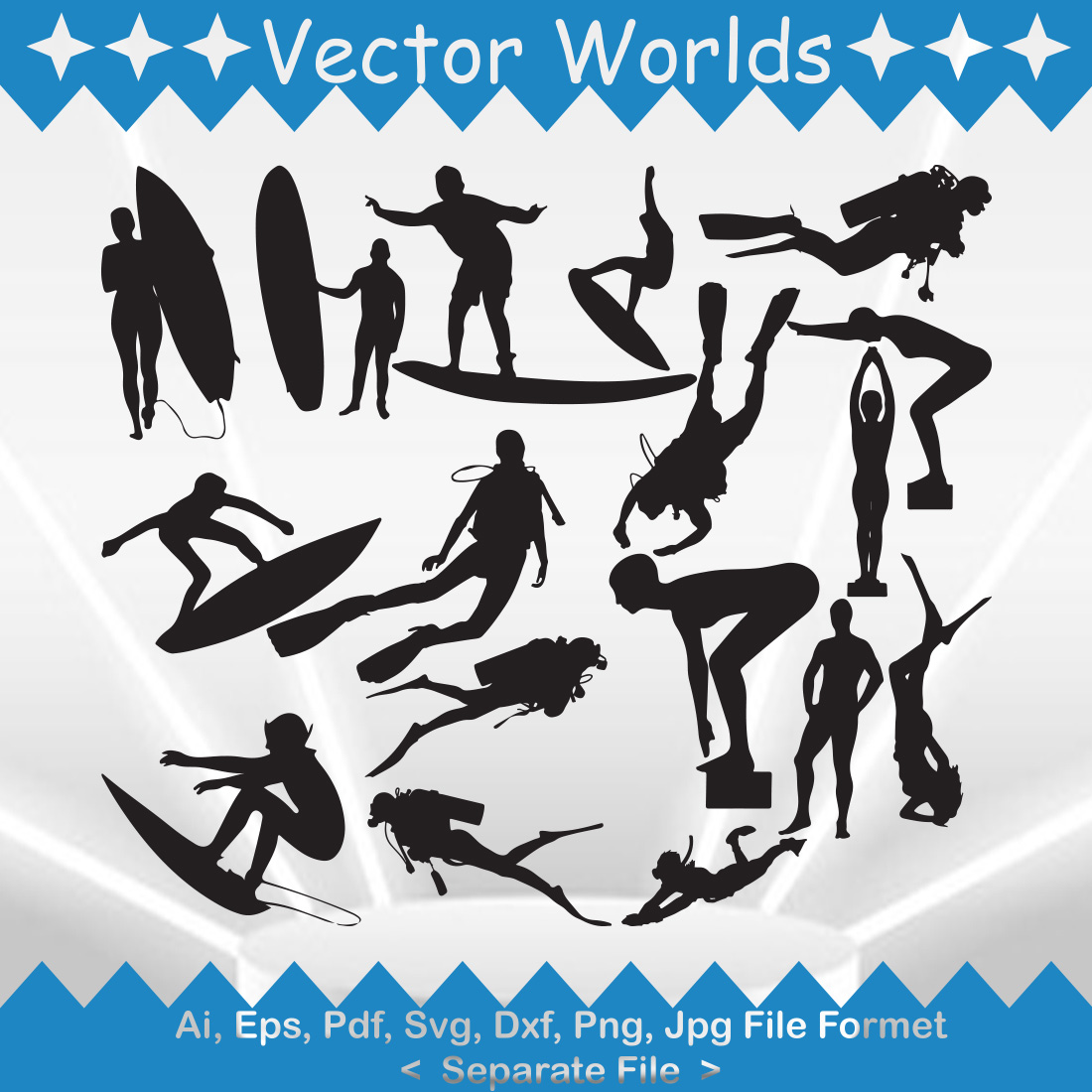 Water Sports SVG Vector Design preview image.