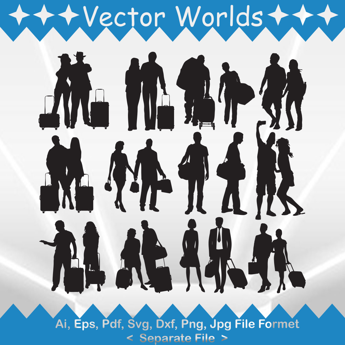 Tourist couple SVG Vector Design preview image.