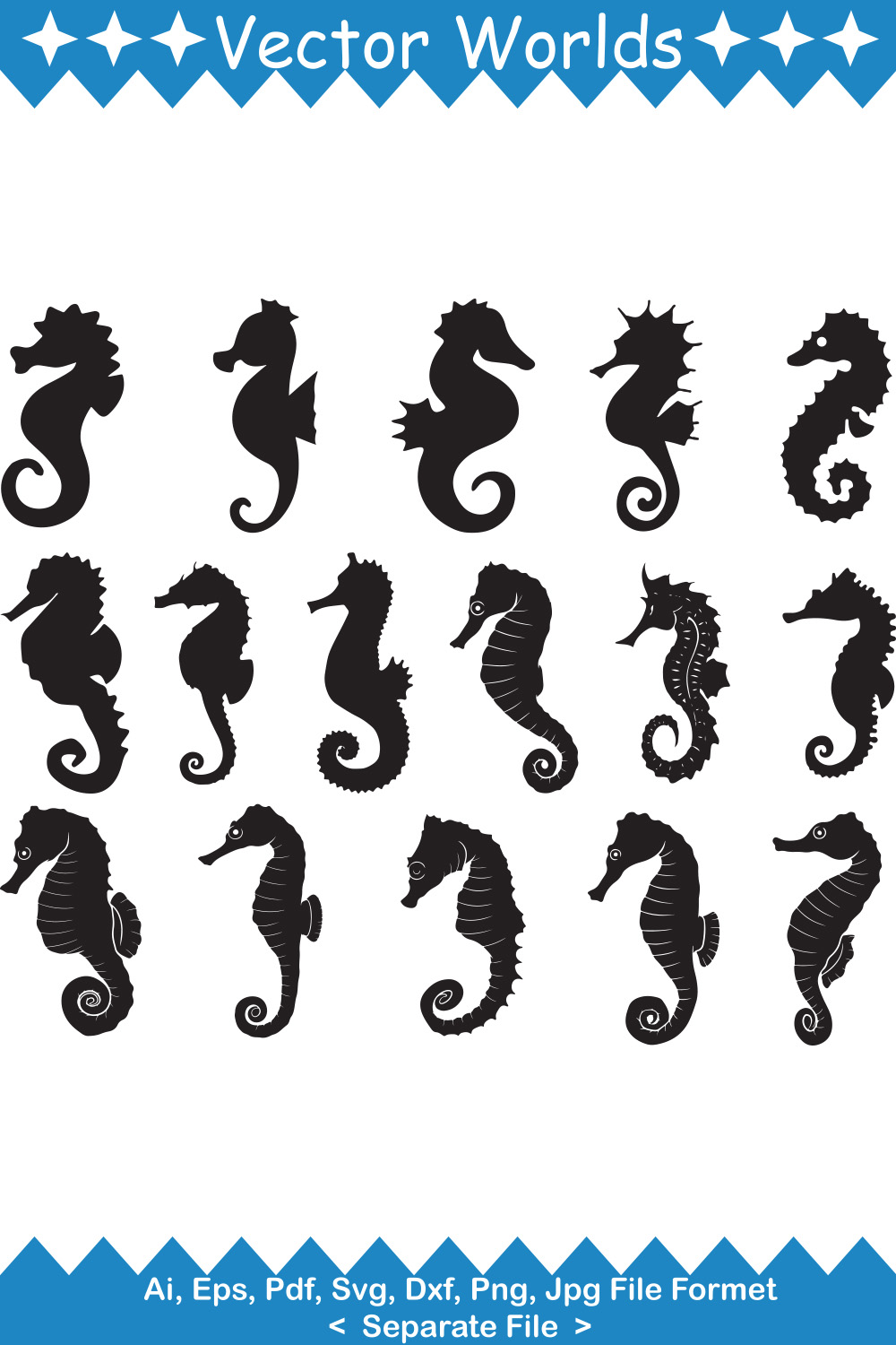 Seahorse SVG Vector Design pinterest preview image.