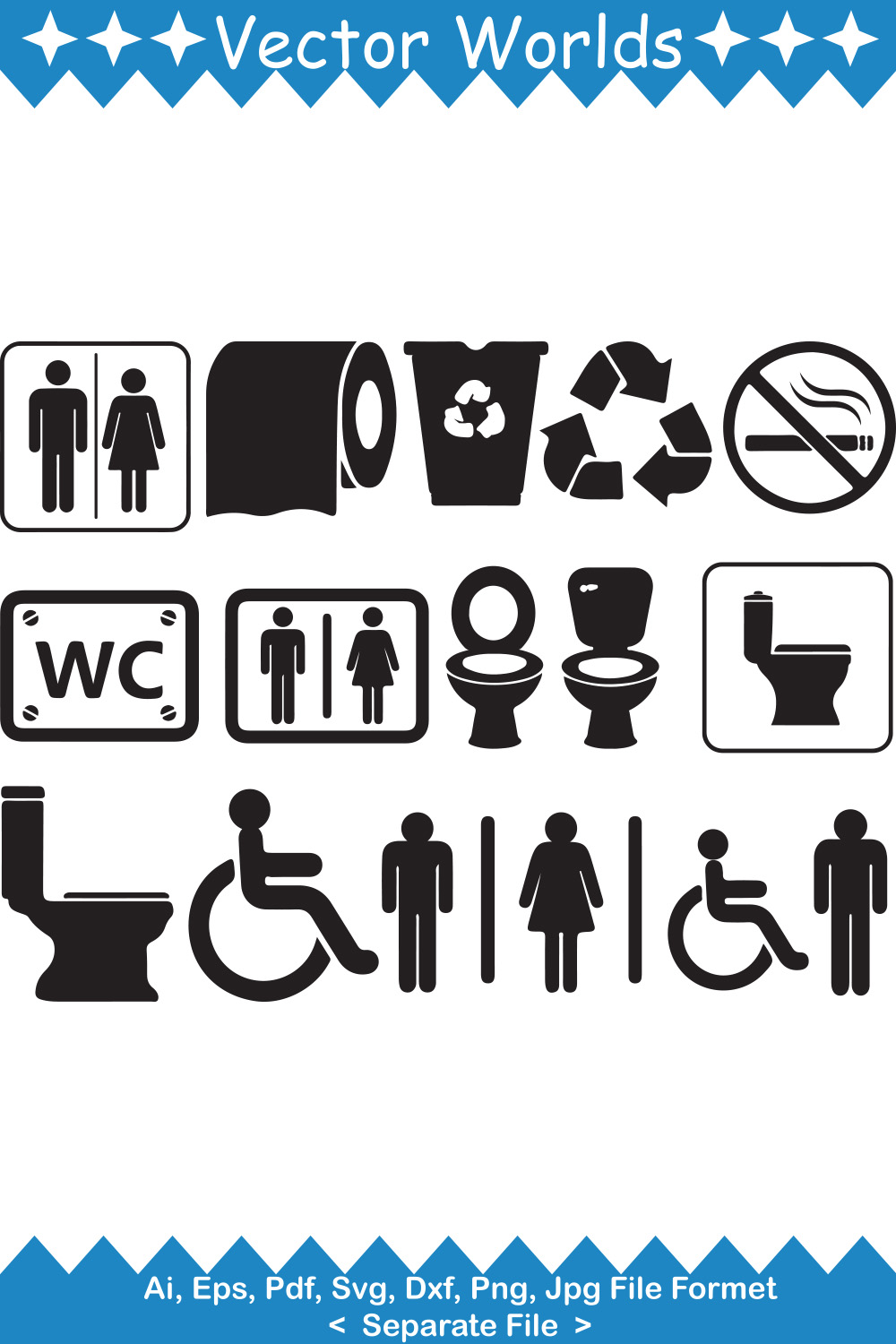 Toilet Sign SVG Vector Design pinterest preview image.