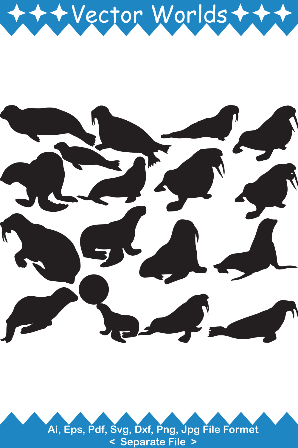 Walrus SVG Vector Design pinterest preview image.