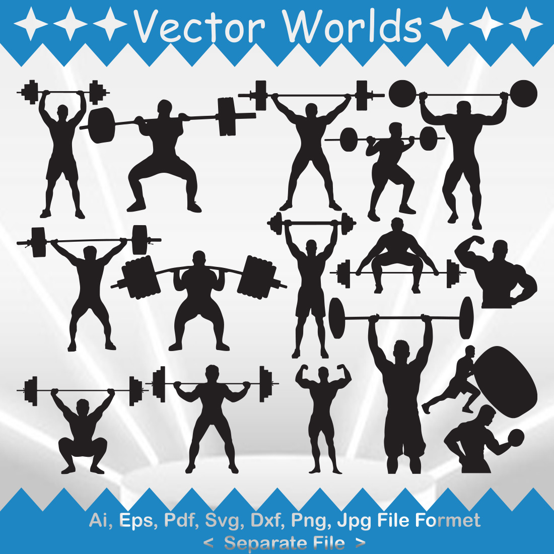 Weight Lifting Man SVG Vector Design preview image.